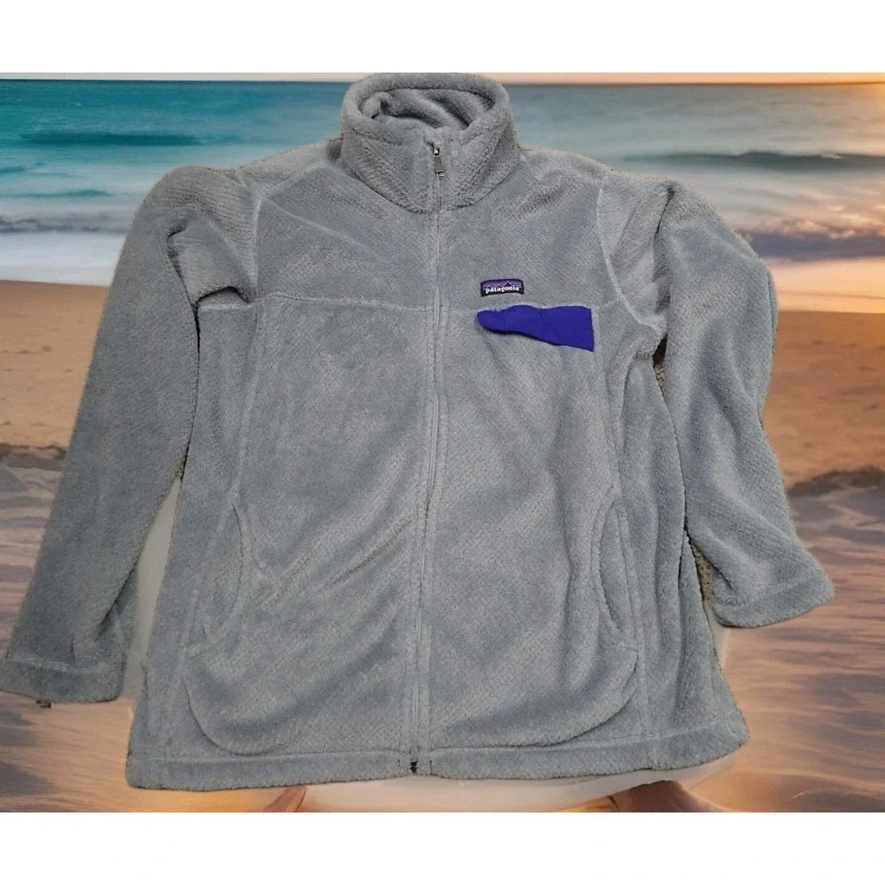 Patagonia Re-Tool Full-Zip Fleece Jacket Girls XL Gray Excellent Polartec‎